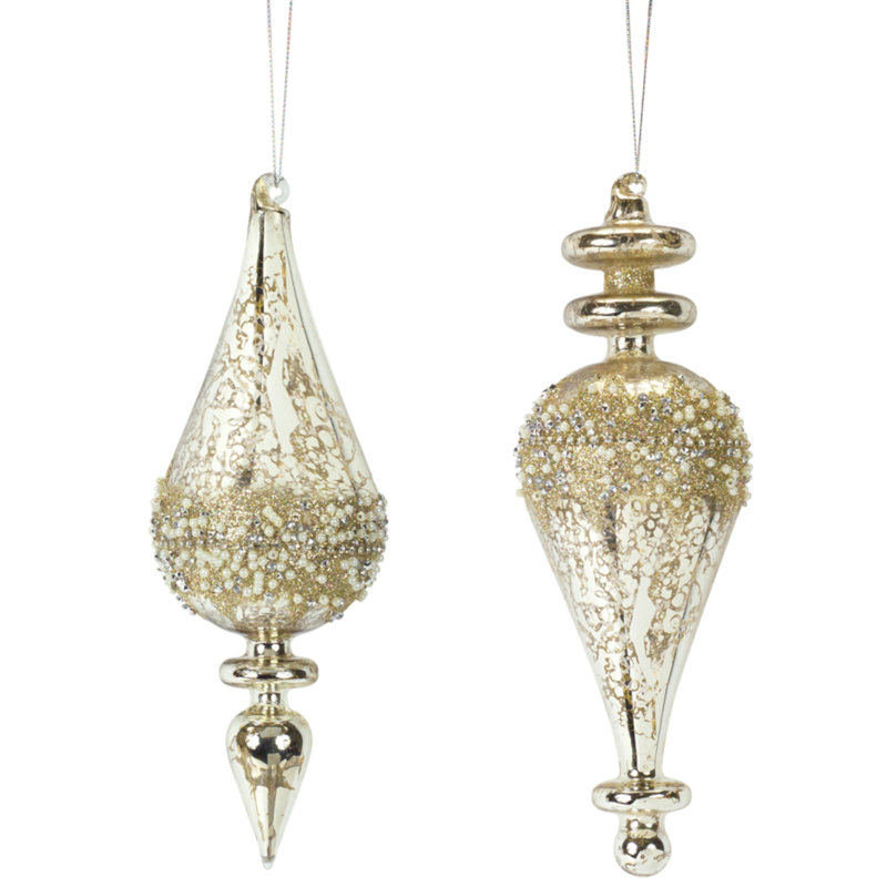 The Holiday Aisle® Drop Ornament (Set Of 6) 8.75"H Glass Wayfair